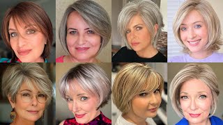Modern and Ideal Short Hairstyles And Hair Trends For Round Face Women Over 50 To Look Younger