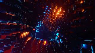 Neon Matrix: Hypnotic VJ Loop with Blue & Orange Cubes. 4K Looped Animation