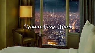 Cozy Bedroom Rainy Night Ambience with Rain Sounds &amp; Relaxing Piano Music for Sleeping, Studying