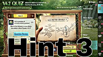 🧠 PUBG Mobile V4.2 Quiz Hint 3 Answer ✅