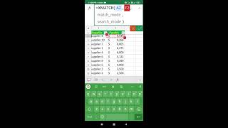 XMATCH new formula in mobile ms excel | Mobile excel tutorial