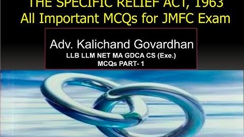The Specific Relief Act, 1963, MCQs PART 1