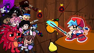 Fnf Bombasticvs Fruit Ninjabut Different Characters Sing It Everyoneslicing Fruit & Watermelon