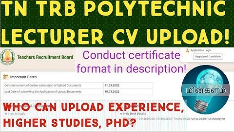 TN TRB Polytechnic Lecturer | Additional Documents Upload | Conduct Certificate Format | FAQ Answers