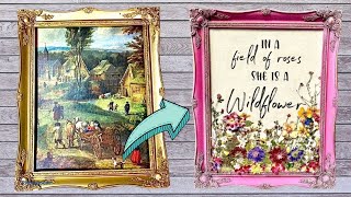 Thrift Store Makeover / Trash to Treasure / DIY picture Frame   /  Pressed flower project