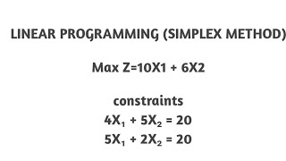 Linear programming (Simplex Method) part 1
