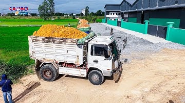 Wonderful First Start new Project Landfilling by Excellent Skill Driver Dozer KOMATSU D31P & 5TTruck