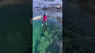 Ice rescue instructor captures footage of rare, once-in-a-decade ice window on Alaskan lake image