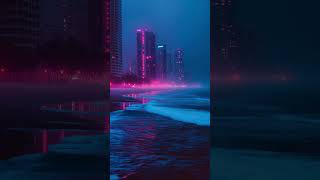 Neon Nights by the Ocean 🌊✨#NeonCity #NightVibes #OceanView #Aesthetic #Cyberpunk #BeachLife