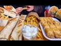 Asmr shawarma  fries  kebab sandwich  baklava mukbang no talking eating turkish  arabic food