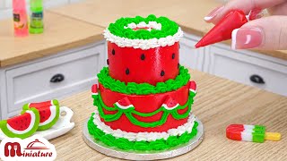 So Fresh Miniature Watermelon Vintage Cake Decorating | ASMR Cooking Mini Food