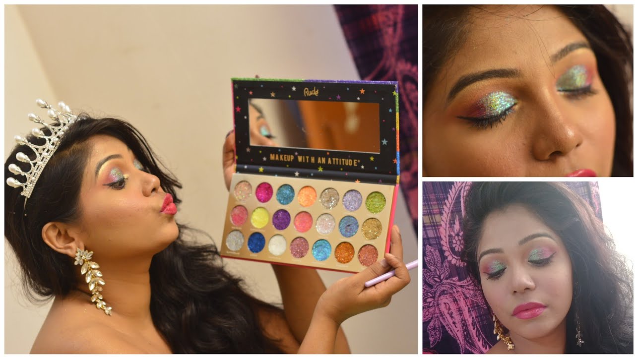 Honest review on Rude cosmetics pressed glitter eyeshadow review swatches  tutorial india