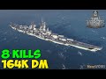 World of WarShips | Montana | 8 KILLS | 164K Damage - Replay Gameplay 4K 60 fps