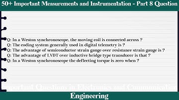 MCQ Questions Measurements and Instrumentation - Part 8 with Answers