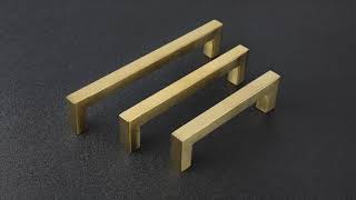 Goldenwarm Cabinet Pulls Brushed Brass Square Drawer Pulls Cabinet Handles