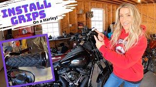 How To: INSTALL GRIPS ON A HARLEY! Biltwell Alumicore Grips on a Softail Low Rider S!