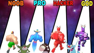 NOOB vs PRO vs HACKER IN MUSCLE RUSH | With Oggy, Jack and Bob | Toway Gaming