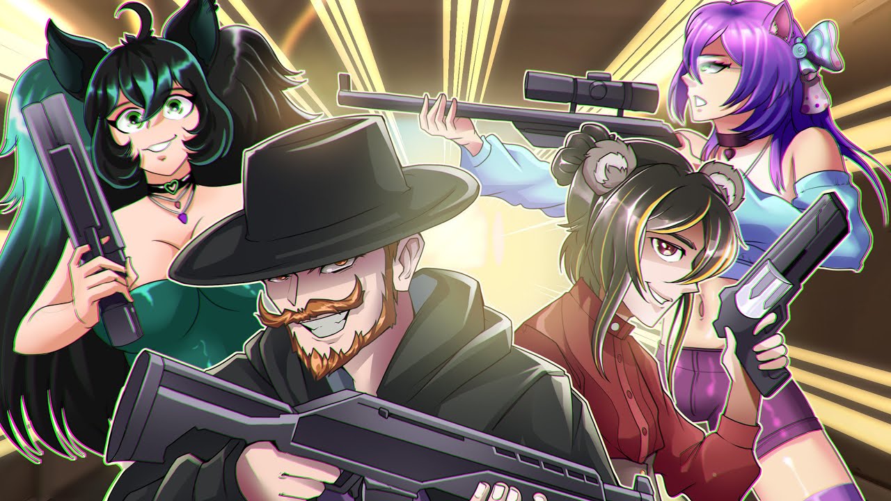 Two Cowboys and Two Cat-girls in Valorant