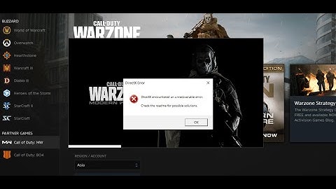 Call of Duty Warzone DirectX Encountered An Unrecoverable Error Fix | Windows 10/8/7