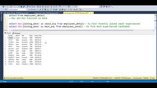 MSSQL- Apply max and min function to the date column to find most and least experienced candidate