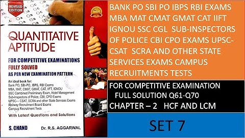 R.S. Aggrawal video solution of hcf & lcm set7