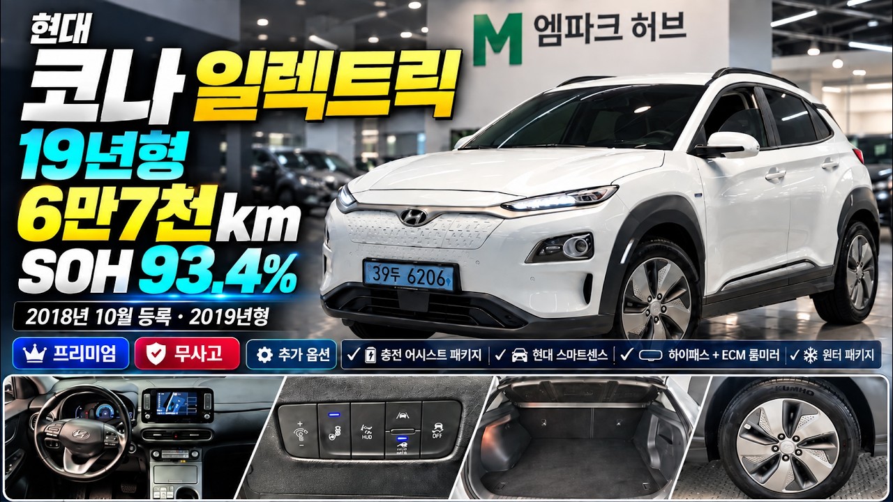 (6206) “이 정도면 아직 쌩쌩합니다” 19년형 코나 일렉트릭｜6만7천km·SOH 93.4%·무사고