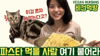 초식마녀 비건 먹방 Vegan mukbang | 새송이 알리오 올리오 한 가득 먹기! vegan oil pasta 💚