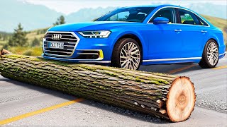 Cars vs Fallen Log, Lava Pit and Upside Down Speed Bumps ▶️ BeamNG Drive