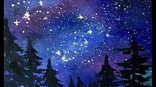 night acrylic painting starry diy