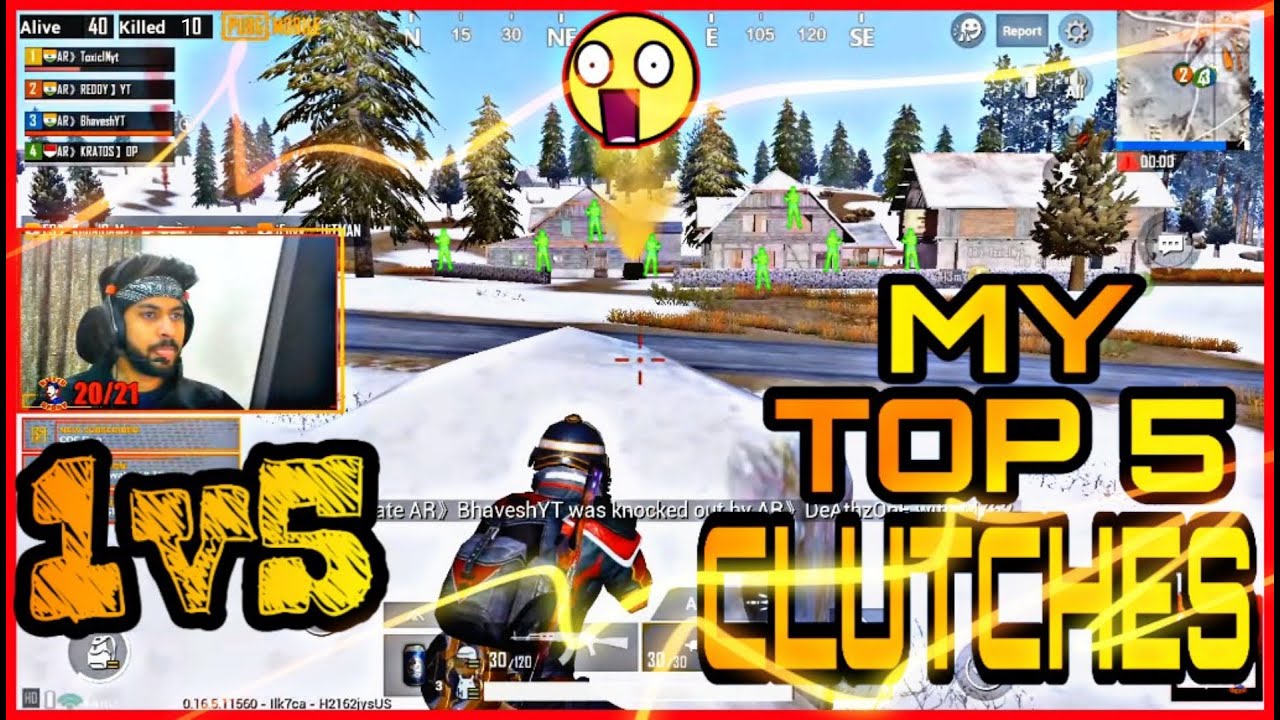 My Top 5 Clutches Of All Time ll 1v4 Insane Clutch ll PUBG MOBILE - YouTube