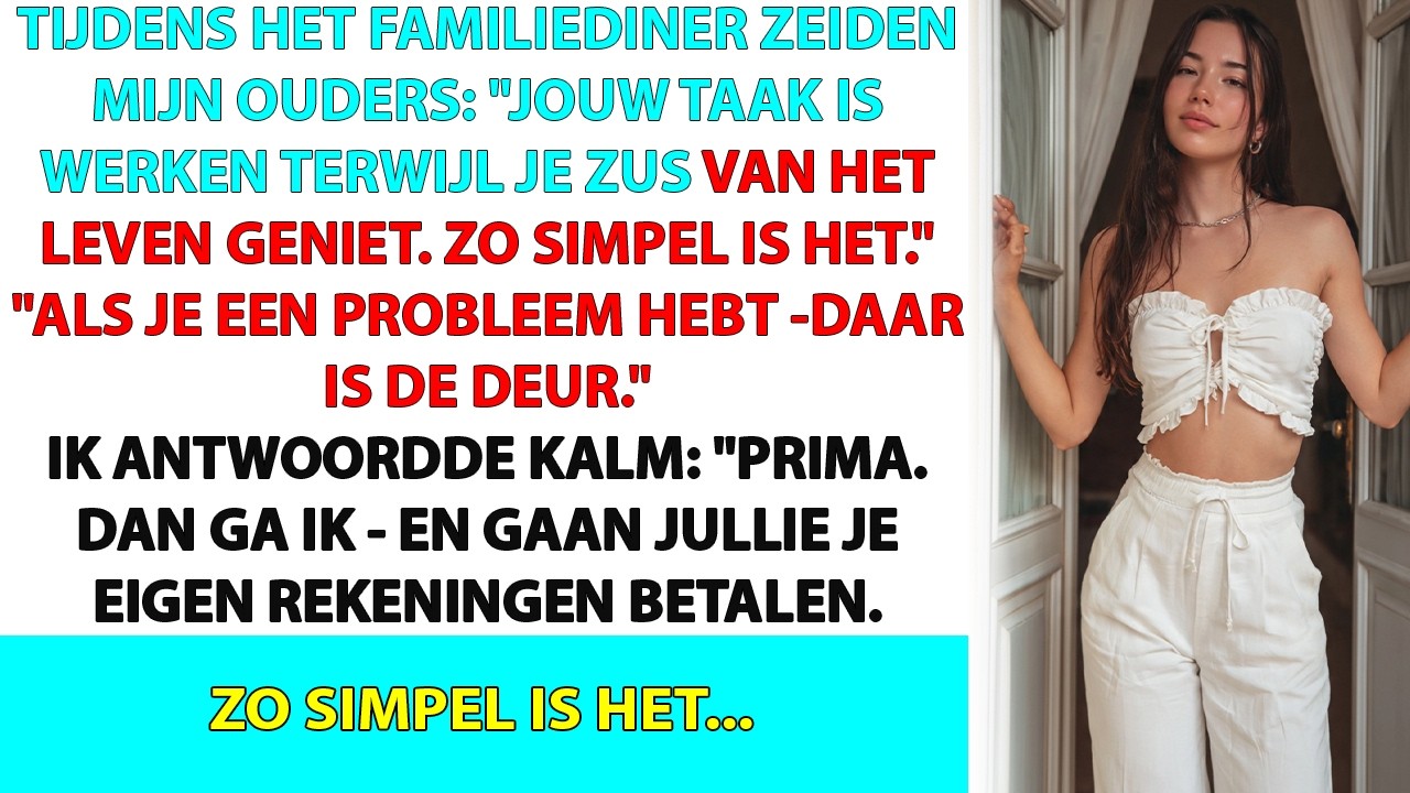 Aan de Thanksgiving-tafel zei mijn vader tegen mij: "Jouw taak is werken terwijl je zus van het leven geniet. Simpel." Ik had net zeventig uur gewerkt, drie hotelcontracten binnengehaald en de...