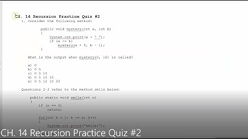JAVA - Lesson #139 - APCSA - CH. 14 Recursion Practice Quiz #2