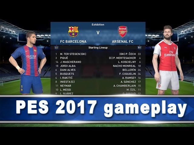 PES 2017 GAMEPLAY  ARSENAL VS BARCELONA (Pro Evolution Soccer 2017 Demo) 