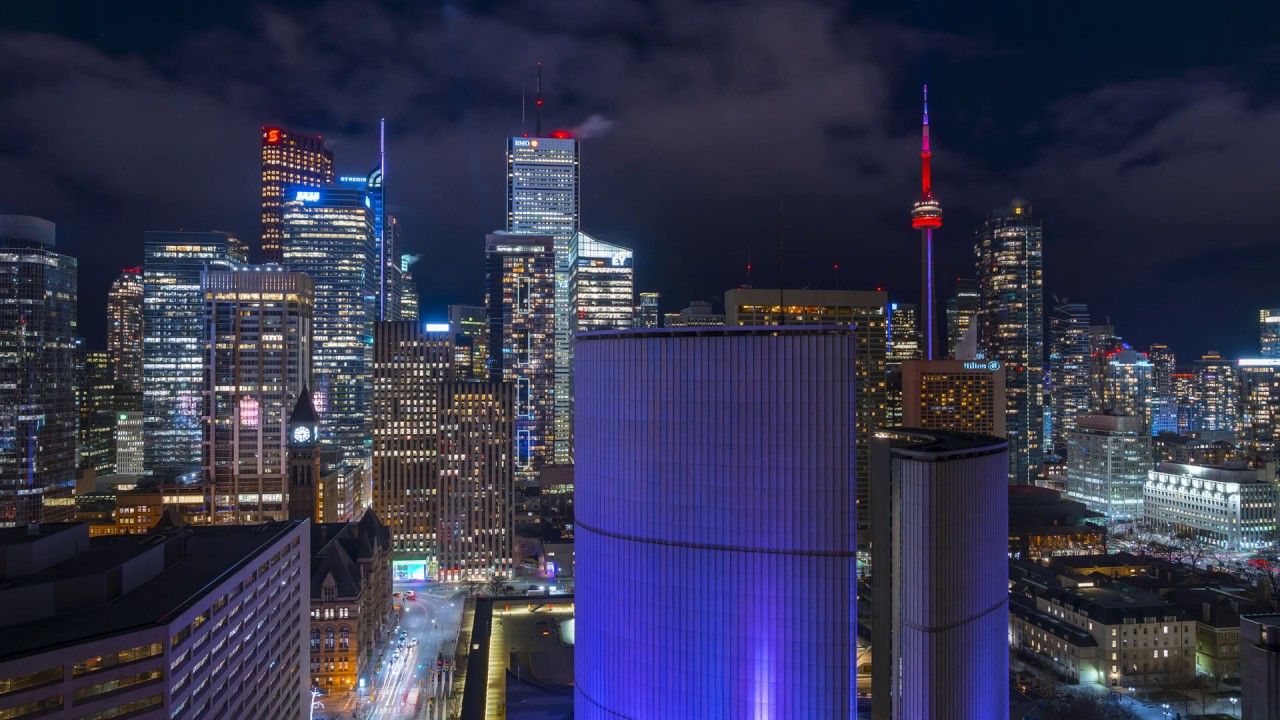 The Skyline of Canadas Largest City Toronto at Night