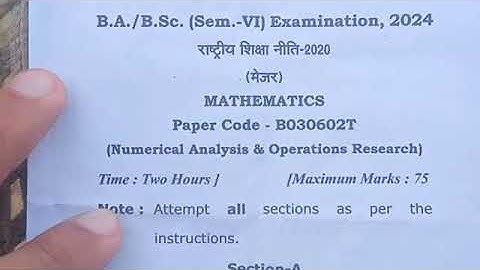 Numerical Analysis And Operation Research Question Paper || B.Sc 6th semester maths