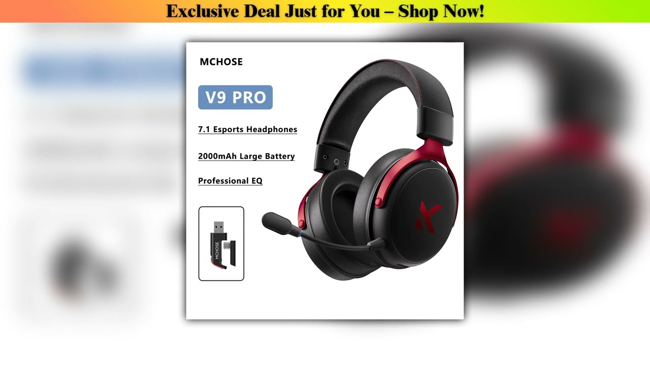 Deal MCHOSE V9 Pro Wireless Gaming Headset Tri-Mode 7.1 Surround 53mm Driver Noise Cancel Mic EQ PC