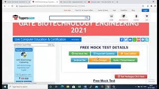 GATE Biotechnology Engineering    Free  Mock Test 2020 | Online Test Series |  Important  Questions