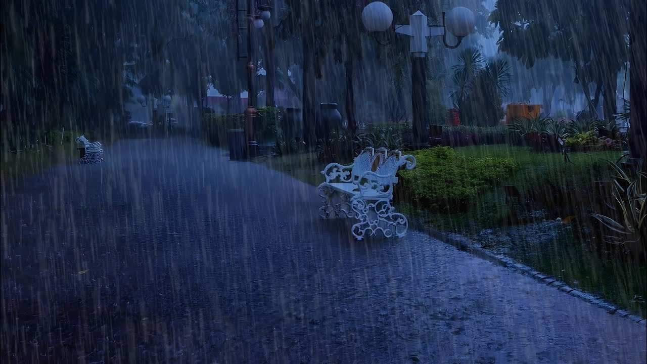 Rainy Night City Park Soundscape: Escape the Stress with This Immersive Audio Journey for Sleep