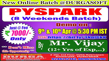 PYSPARK (8 Weekends Batch) Online Training @ DURGASOFT