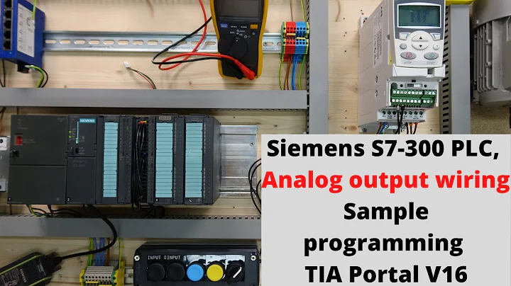 Siemens S7-300 PLC, analog output wiring, sample programming using TIA Portal V16. English