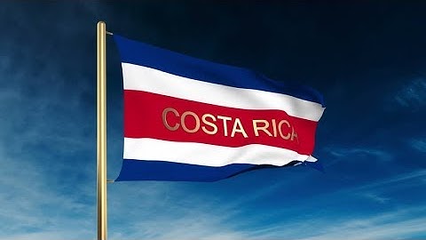 4K Costa Rica flag slider style with title. Waving in the wind with cloud background animation