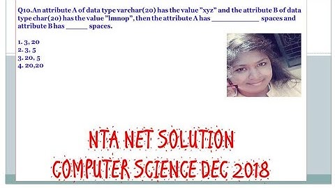 NTA UGC NET December 2018 Computer Science Paper Solution Q10
