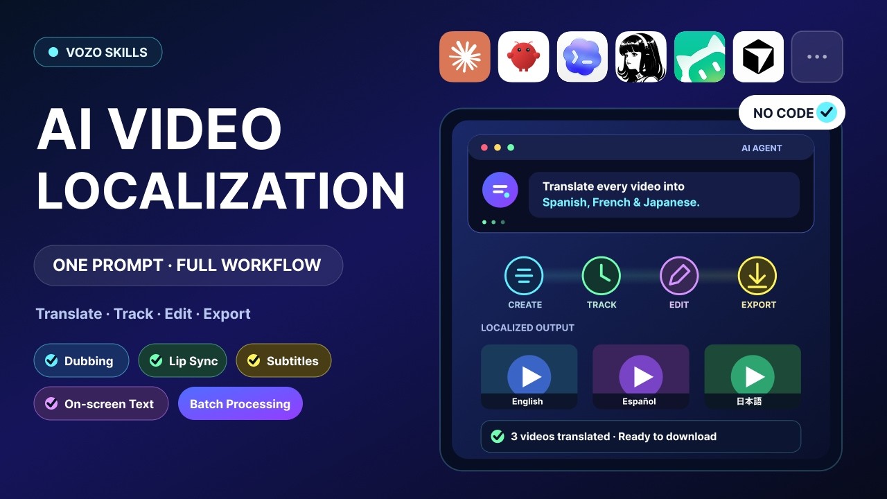 AI Video Localization with AI Agents | Vozo Skills Tutorial