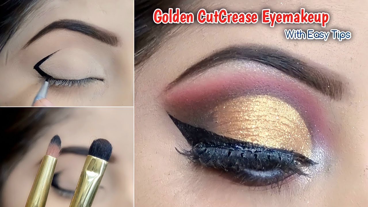 Golden Glitter CutCrease Eyemakeup Tutorial || Bridal Eyeshadow Step by Step || Asma Khan...