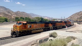 Stop And Go Start. BNSF Z Train Comes Off Tie Down Slowly!  Slow Rolling Waiting For Signal! 4KHDR