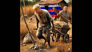 Kim Jong-Un Makes Trump Pull a Handcart 😂 Then Hits Him with a Shovel &amp; Trump Runs Away! 🪏🏃🏻