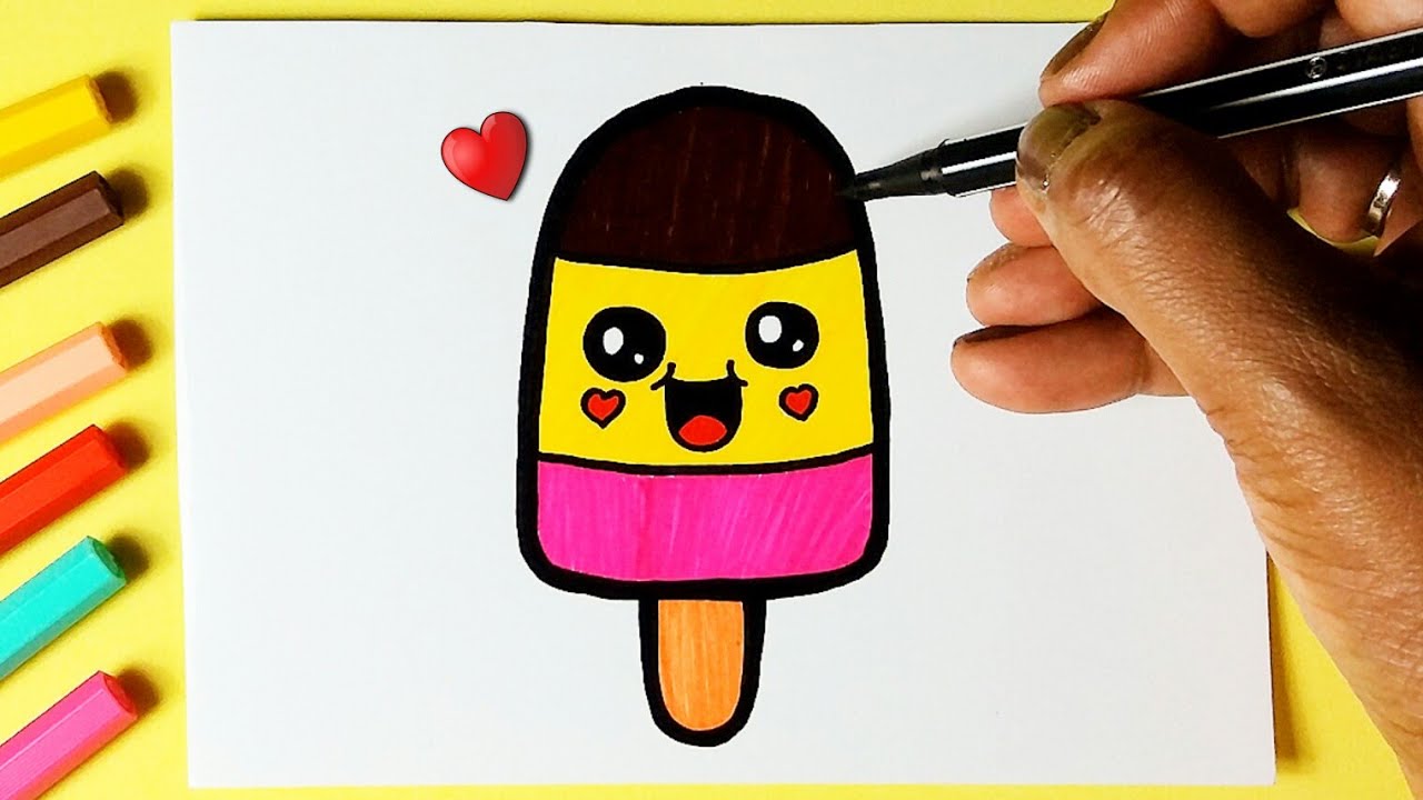 Como desenhar Picolé KAWAII fofo ❤ Desenhos Bonitos - Desenho