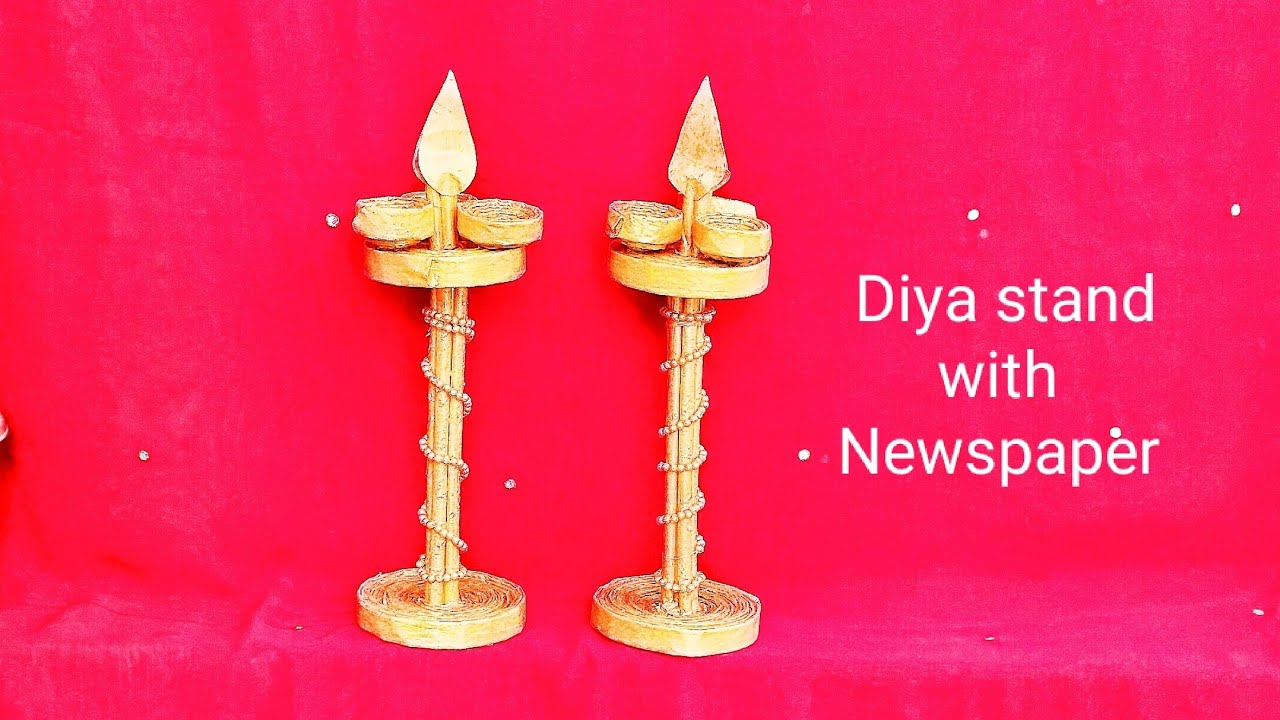 DIY| How to make diya  stand with news paper| Best out of waste | show piece making ideas.