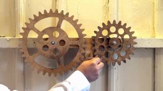 Mechanical Wall Art with 3 Rotating Wooden Gears