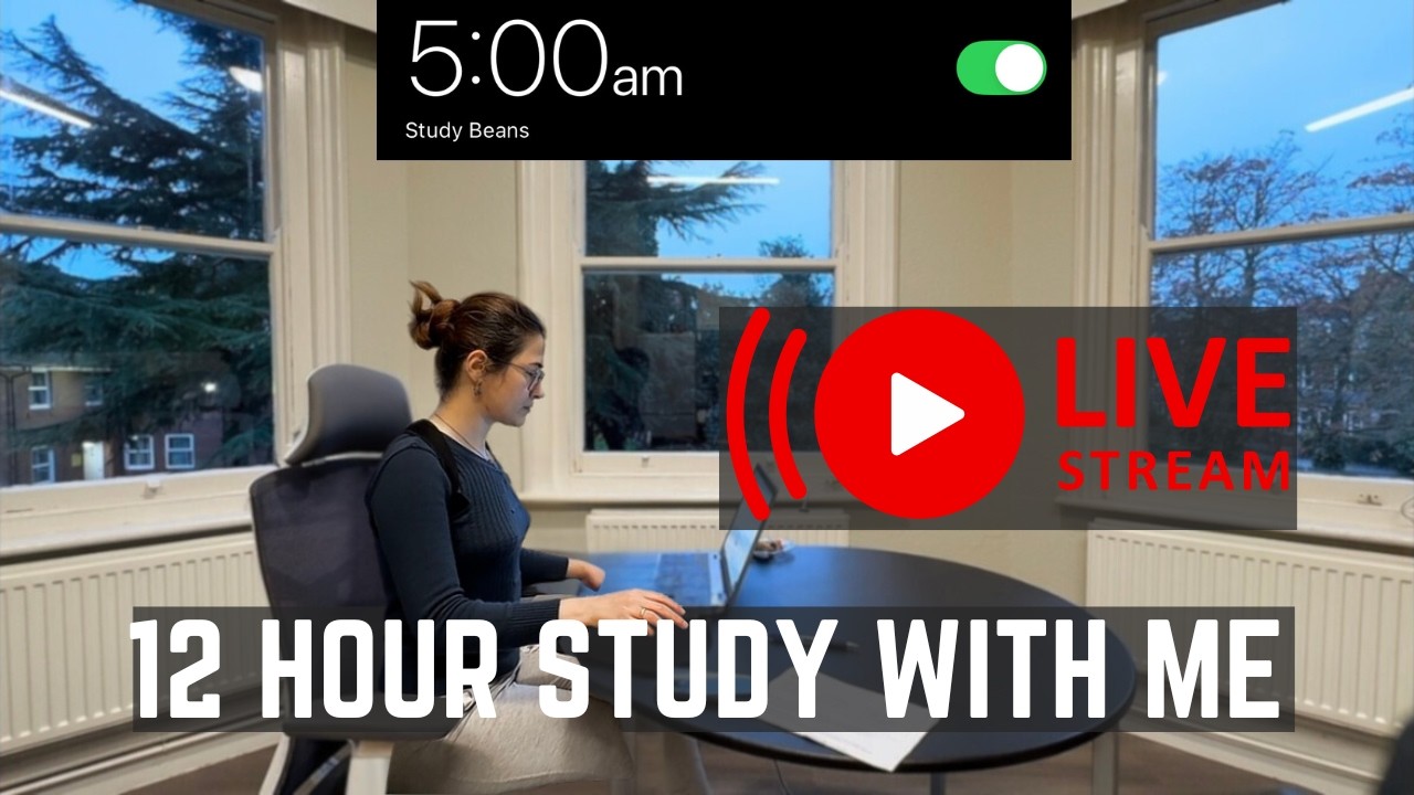 12-Hour LIVE Study With Me 🎓 | Cozy UK Ambience | Custom Pomodoro Timer | Deep Work Mode